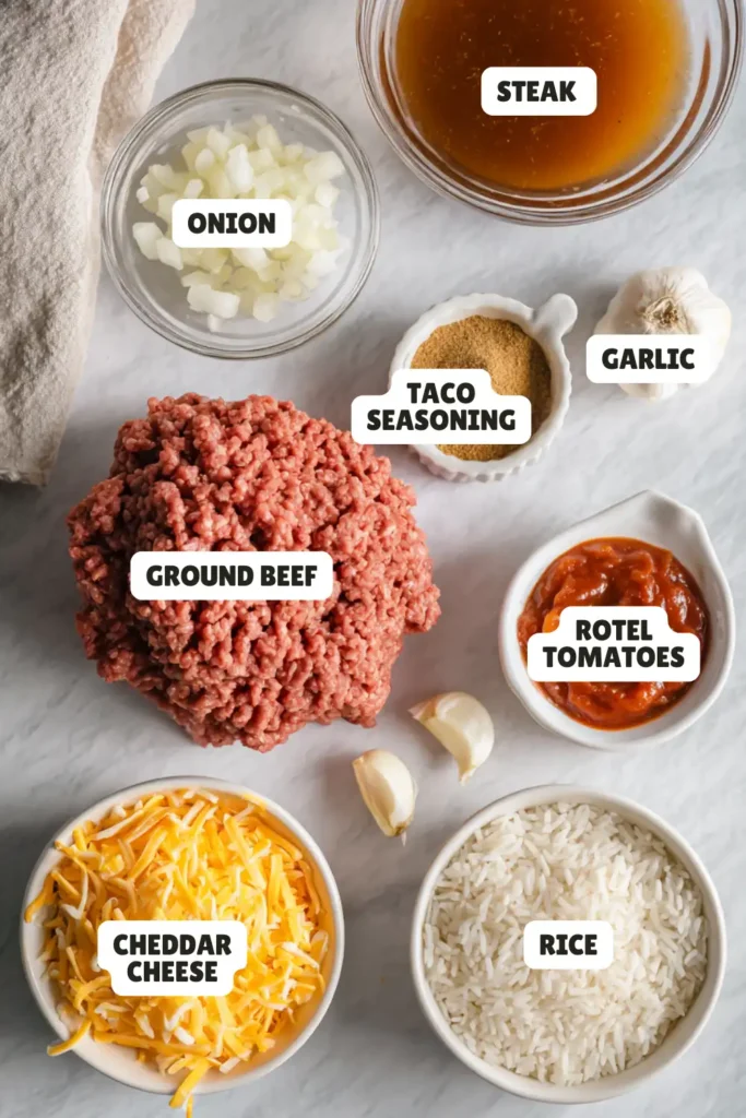 Cheesy Mexican Beef and Rice Skillet
