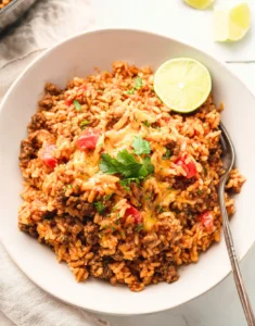 Cheesy Mexican Beef and Rice Skillet