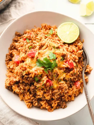 Cheesy Mexican Beef and Rice Skillet