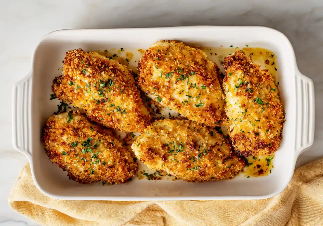 Baked Breaded Chicken with a Golden Crunchy Crust