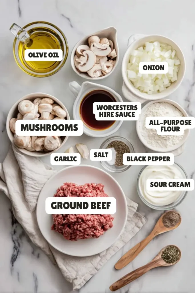 Ground Beef Stroganoff Recipe​ Ingredients