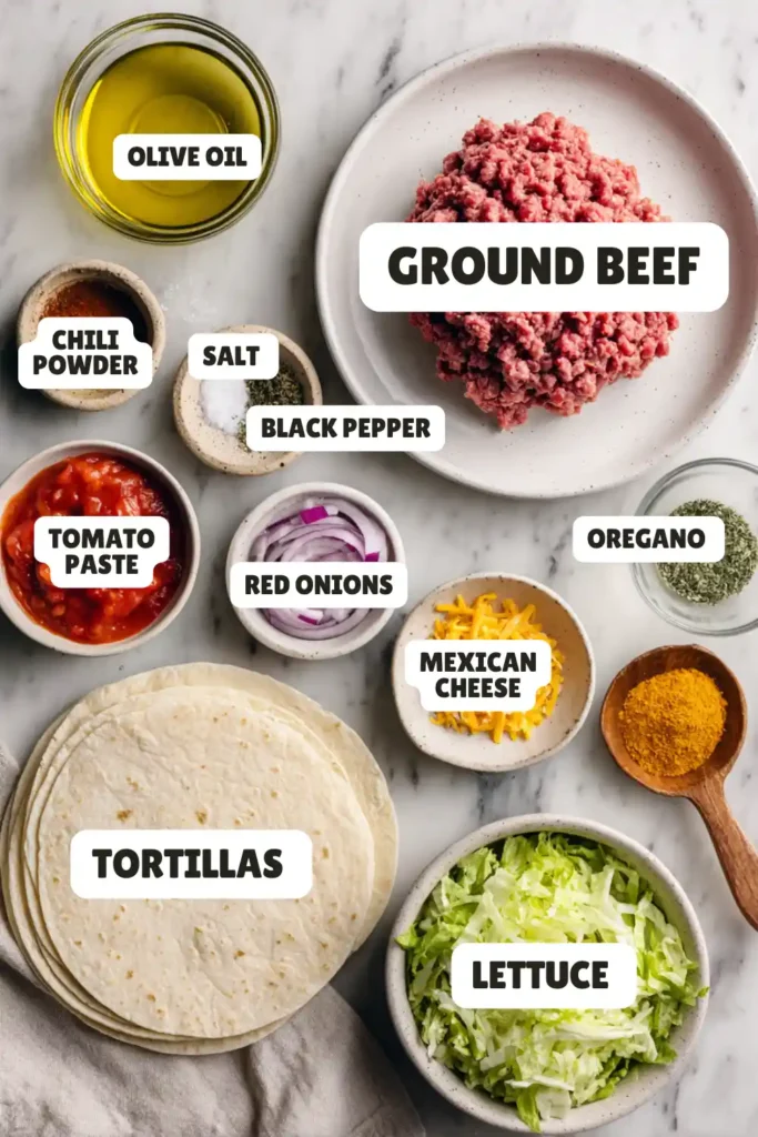 Ground Beef Tacos Ingredients
