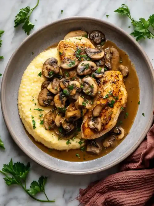 Skillet Chicken and Mushrooms in Gravy