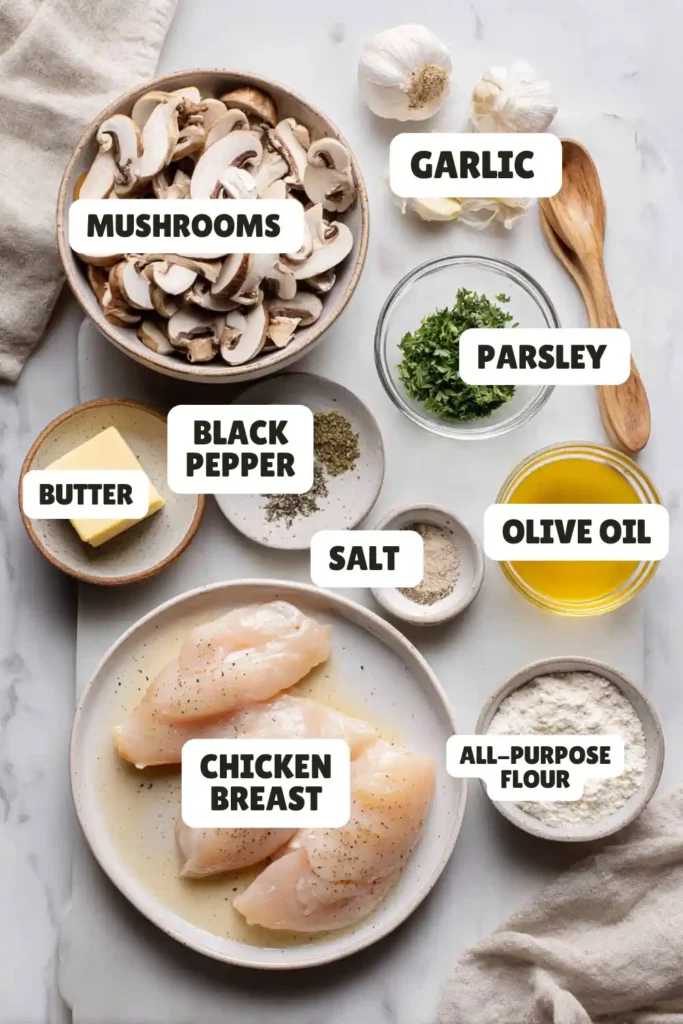 Skillet Chicken and Mushrooms in Gravy Ingredients