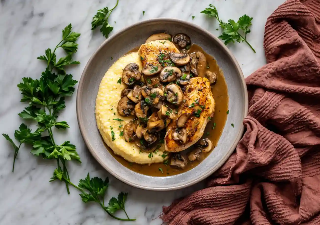 Skillet Chicken and Mushrooms in Gravy