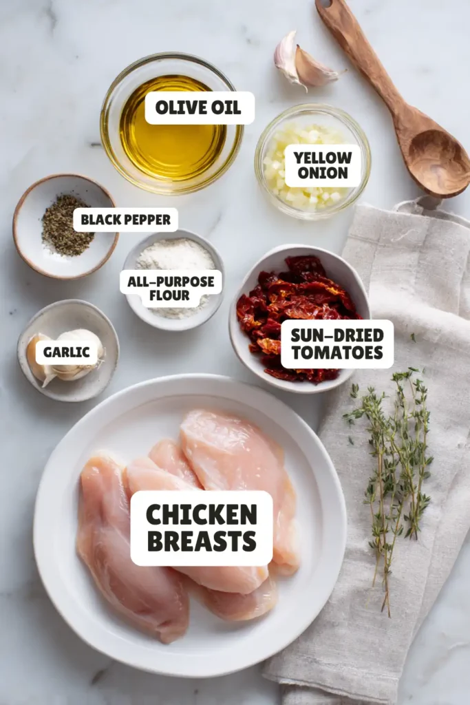 Skillet Sun Dried Tomato Chicken Recipe Ingredients
