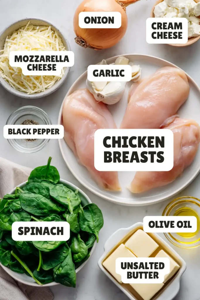 Stuffed Chicken Breasts with Spinach and Cheese Ingredients