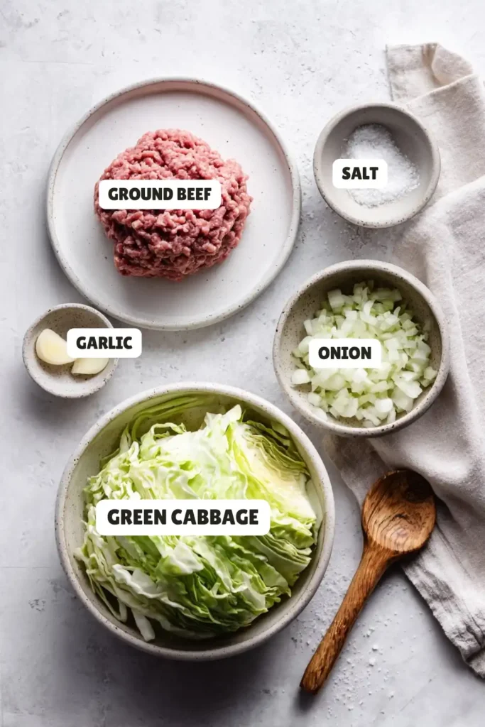 Ground Beef and Cabbage Stir Fry Ingredients