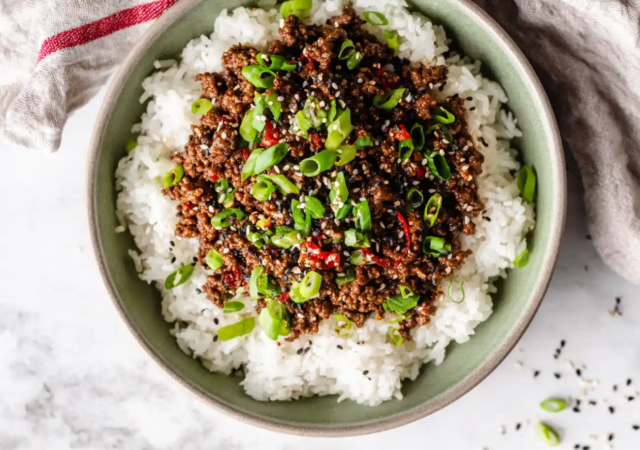 Korean Ground Beef and Rice Bowls